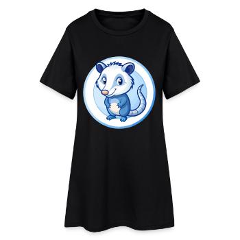 Possum Blau Kawaii Cartoon Figur Clipart Haustier - Frauen T-Shirt-Kleid - Schwarz - Vorne