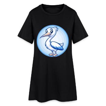 Storch Blau Kawaii Cartoon Figur Clipart Haustier - Frauen T-Shirt-Kleid - Schwarz - Vorne
