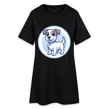 Jack Russell Terrier Chien Bleu Kawaii Dessin Animé Animal de compagnie - Robe T-shirt Femme - noir - Devant