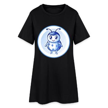 Ladybug Blue Kawaii Cartoon Character Clipart Pet - Women’s T-Shirt Dress - black - Front