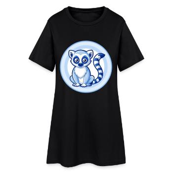 Lémurien Bleu Kawaii Dessin Animé Personnage Clipart Animal de compagnie - Robe T-shirt Femme - noir - Devant