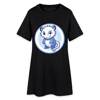 Opossum Bleu Kawaii Dessin Animé Personnage Clipart Animal de compagnie - Robe T-shirt Femme - noir - Devant