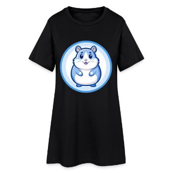 Hamster Bleu Kawaii Dessin Animé Personnage Clipart Animal de compagnie - Robe T-shirt Femme - noir - Devant