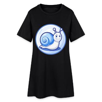 Escargot Bleu Kawaii Dessin Animé Personnage Clipart Animal de compagnie - Robe T-shirt Femme - noir - Devant