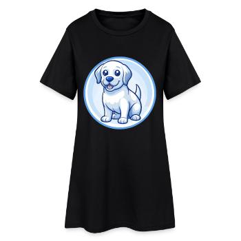 Labrador Retriever Chien Bleu Kawaii Dessin Animé Animal de compagnie - Robe T-shirt Femme - noir - Devant