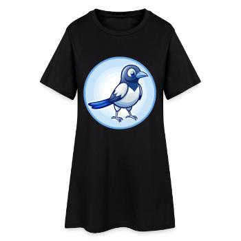 Pie Bleu Kawaii Dessin Animé Personnage Clipart Animal de compagnie - Robe T-shirt Femme - noir - Devant