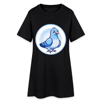 Pigeon Bleu Kawaii Dessin Animé Personnage Clipart Animal de compagnie - Robe T-shirt Femme - noir - Devant
