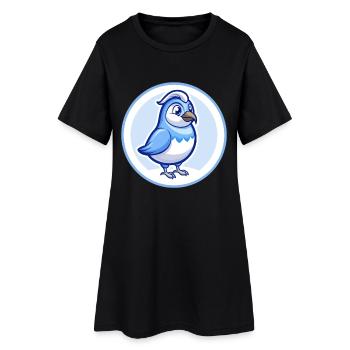 Caille Bleu Kawaii Dessin Animé Personnage Clipart Animal de compagnie - Robe T-shirt Femme - noir - Devant