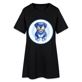 Rottweiler chien bleu kawaii dessin animé personnage animal de compagnie - Robe T-shirt Femme - noir - Devant