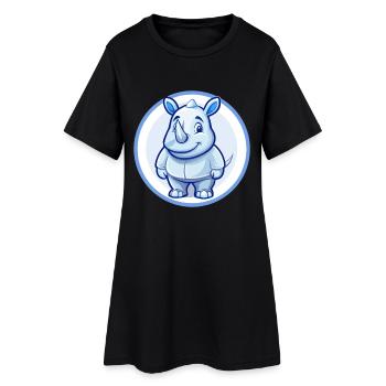 rhinocéros bleu kawaii dessin animé personnage clipart animal de compagnie - Robe T-shirt Femme - noir - Devant
