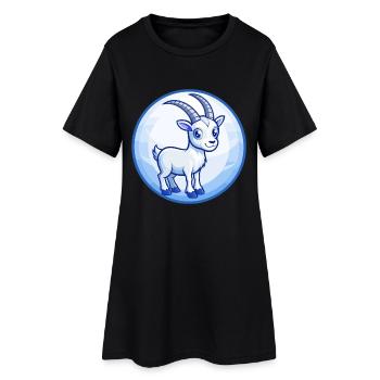 Bouquetin Bleu Kawaii Dessin Animé Personnage Clipart Animal de compagnie - Robe T-shirt Femme - noir - Devant