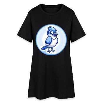 Geai oiseau bleu kawaii dessin animé personnage clipart animal de compagnie - Robe T-shirt Femme - noir - Devant
