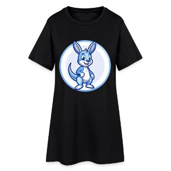 Kangaroo Blue Kawaii Cartoon Character Clipart Pet - Women’s T-Shirt Dress - black - Front