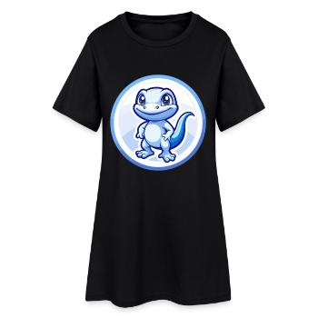 Eidechse Blau Kawaii Cartoon Figur Clipart Haustier - Frauen T-Shirt-Kleid - Schwarz - Vorne