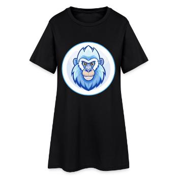 Mandrill Bleu Kawaii Dessin Animé Personnage Clipart Animal de compagnie - Robe T-shirt Femme - noir - Devant