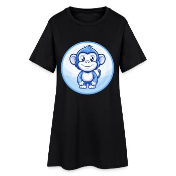 Monkey Blue Kawaii Cartoon Character Clipart Pet - Women’s T-Shirt Dress - black - Front