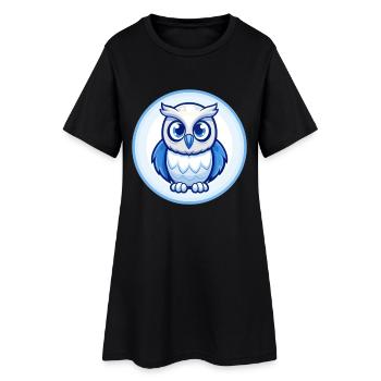 Eule Blau Niedlich Kawaii Cartoon Figur Clipart Haustier - Frauen T-Shirt-Kleid - Schwarz - Vorne