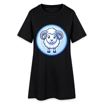 Ram Blau Niedlich Kawaii Cartoon Figur Clipart Haustier - Frauen T-Shirt-Kleid - Schwarz - Vorne