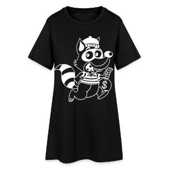 Dieb Waschbär (Weiß) - Frauen T-Shirt-Kleid - Schwarz - Vorne