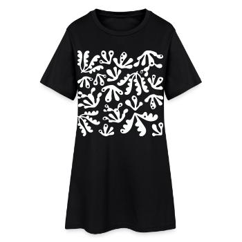 Abstrait Corail L Blanc - Robe T-shirt Femme - noir - Devant