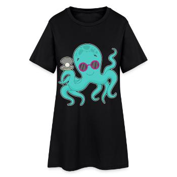 Perle de pieuvre - Robe T-shirt Femme - noir - Devant
