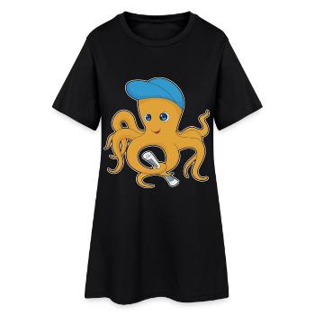 Journal Octopus - Robe T-shirt Femme - noir - Devant