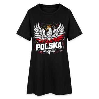 Pologne Polska Polonais Rouge Blanc Aigle Couronne Cadeau - Robe T-shirt Femme - noir - Devant