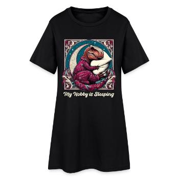 T-Rex Sleeping Hobby Cadeau - Robe T-shirt Femme - noir - Devant
