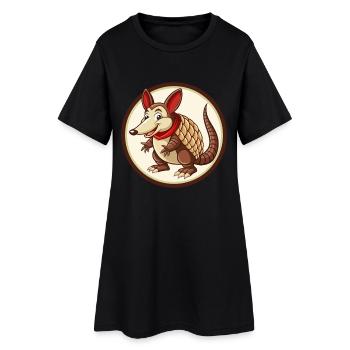 Gürteltier Bunte Kawaii Cartoon Figur Haustier - Frauen T-Shirt-Kleid - Schwarz - Vorne