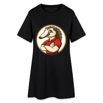fourmilier coloré Kawaii Dessin animé Personnage Clipart - Robe T-shirt Femme - noir - Devant