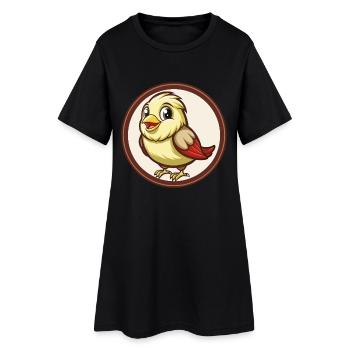 Canari oiseau coloré Kawaii dessin animé Personnage Animal de compagnie - Robe T-shirt Femme - noir - Devant