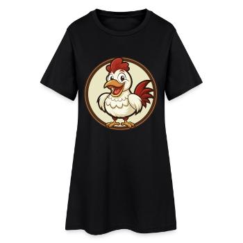 poulet coloré kawaii dessin animé personnage clipart - Robe T-shirt Femme - noir - Devant