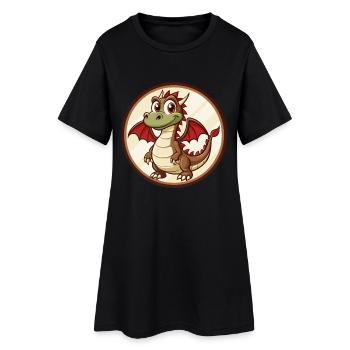 Drache Bunte Kawaii Cartoon Figur Clipart - Frauen T-Shirt-Kleid - Schwarz - Vorne