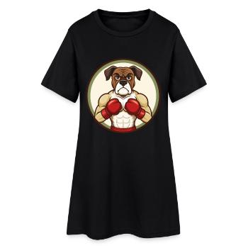 Boxer Chien Coloré Kawaii Dessin Animé Personnage Animal de compagnie - Robe T-shirt Femme - noir - Devant