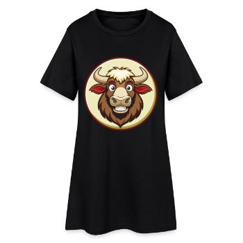Buffalo Colorful Kawaii Cartoon Character Clipart - Women’s T-Shirt Dress - black - Front