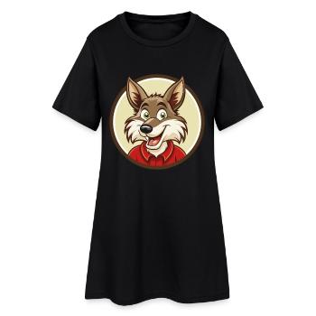 Coyote coloré Kawaii personnage de dessin animé Clipart - Robe T-shirt Femme - noir - Devant