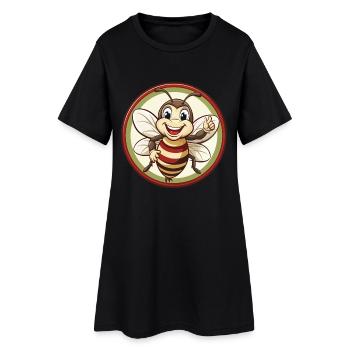 Bee Colorful Kawaii Cartoon Character Clipart Pet - Women’s T-Shirt Dress - black - Front
