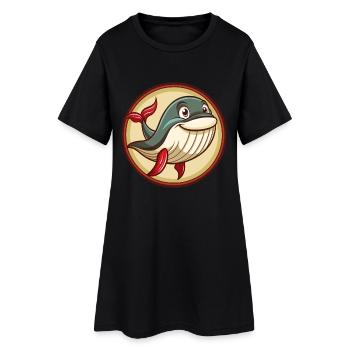 Blauwal Bunt Kawaii Cartoon Figur Haustier - Frauen T-Shirt-Kleid - Schwarz - Vorne