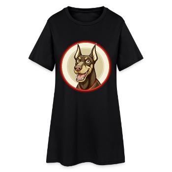 Dobermann Hund Bunt Kawaii Cartoon Clipart Haustier - Frauen T-Shirt-Kleid - Schwarz - Vorne