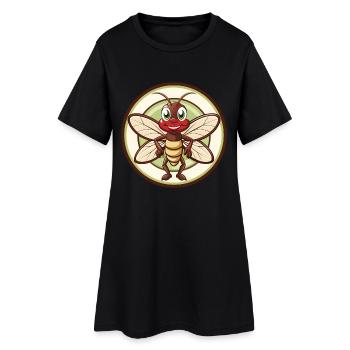 libellule coloré kawaii dessin animé personnage animal de compagnie - Robe T-shirt Femme - noir - Devant