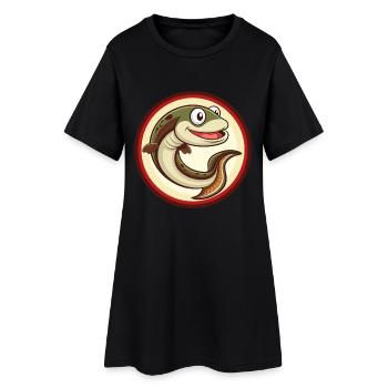 Aal Bunt Kawaii Cartoon Figur Clipart Haustier - Frauen T-Shirt-Kleid - Schwarz - Vorne