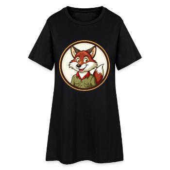 Fuchs Bunte Kawaii Cartoon Figur Clipart Haustier - Frauen T-Shirt-Kleid - Schwarz - Vorne