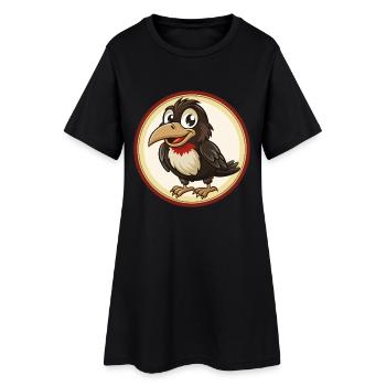 Crow coloré Kawaii dessin animé Personnage Clipart Animal de compagnie - Robe T-shirt Femme - noir - Devant