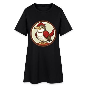 Coucou oiseau coloré Kawaii dessin animé personnage animal de compagnie - Robe T-shirt Femme - noir - Devant