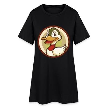 Canard Coloré Kawaii Dessin Animé Personnage Clipart Animal de compagnie - Robe T-shirt Femme - noir - Devant