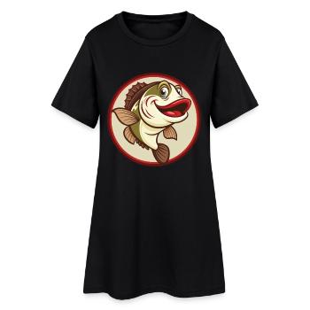 Poisson coloré Kawaii dessin animé Personnage Clipart Animal de compagnie - Robe T-shirt Femme - noir - Devant