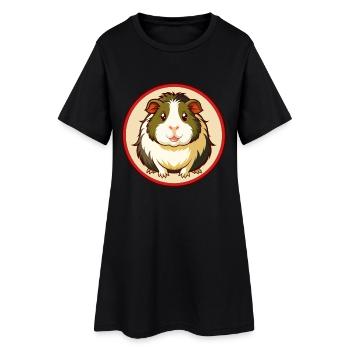 Cochon d’Inde Coloré Kawaii Dessin animé Personnage Animal de compagnie - Robe T-shirt Femme - noir - Devant