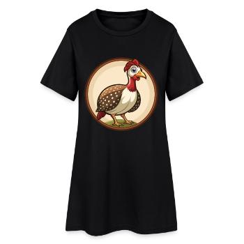 pintade coloré Kawaii dessin animé personnage animal de compagnie - Robe T-shirt Femme - noir - Devant