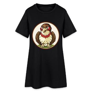 Falke Bunte Kawaii Cartoon Figur Clipart Haustier - Frauen T-Shirt-Kleid - Schwarz - Vorne