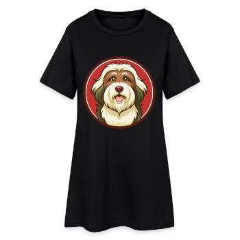 Havanese Dog Colorful Kawaii Cartoon Character Pet - Women’s T-Shirt Dress - black - Front